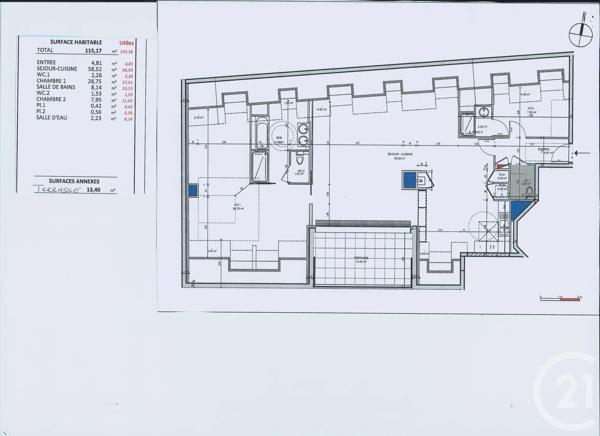 Appartement T3 à vendre  4 pièces - 110 m 2   RENNES  - 35