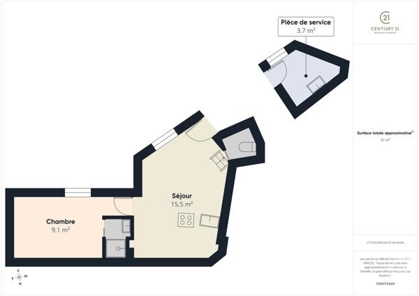Appartement F2 à vendre  2 pièces - 31,04 m 2   CHARTRES  - 28