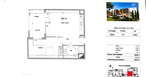 Location Appartement 2 pièces 49.4 m² - Morières-lès-avignon 84310