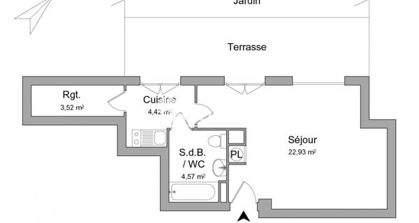 Location Studio 35.51 m² - Saint-denis 93200