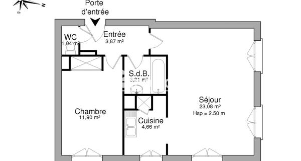 Location Appartement 2 pièces 47.76 m² - Savigny-le-temple 77176