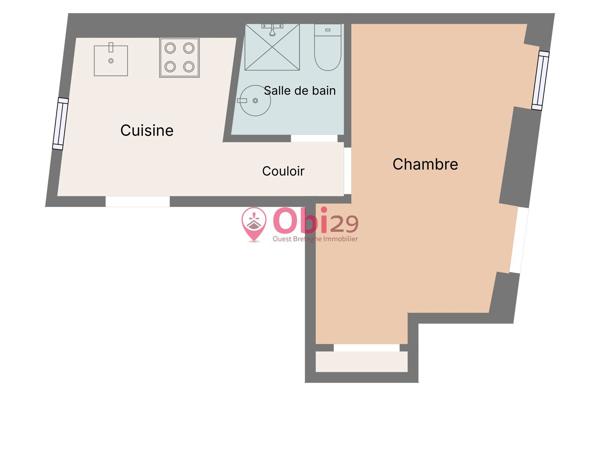 Appartement - à louer - 29600 Morlaix 500 € - GestionObi29-réf185