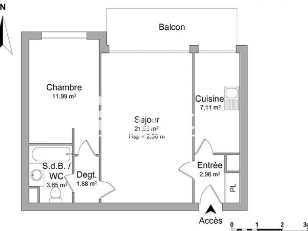 Location Appartement 2 pièces 49.17 m² - 18 RUE GREFFULHE Levallois Perret 92300