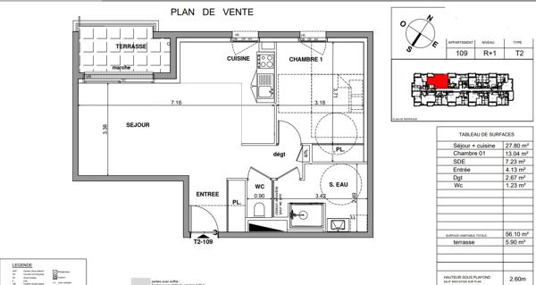 Appartement Neuf T2 de 56,10 m² - Centre ville de LAVAL