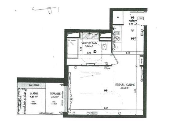 PUTEAUX/COURS VOLTAIRE Studio 31m² avec terrasse et jardin 7m²
