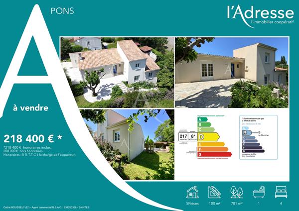 Maison 4 chambres avec piscine - Centre de Pons