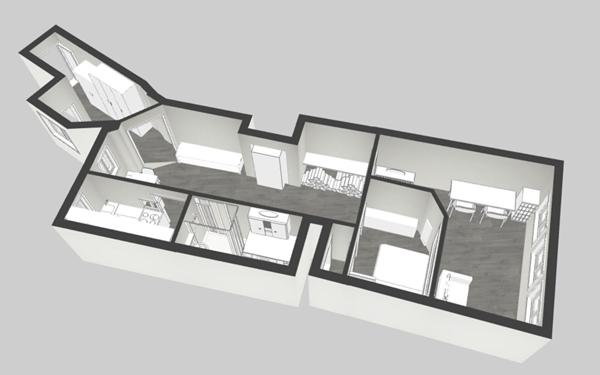 Appartement à louer    2 pièces • 60,05 m2 Paris 3