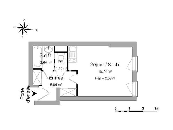 Location Studio 25.4 m² - 25 RUE DORIS Montpellier 34000