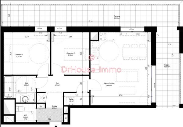 Appartement à vendre 3 pièces de 63 m²