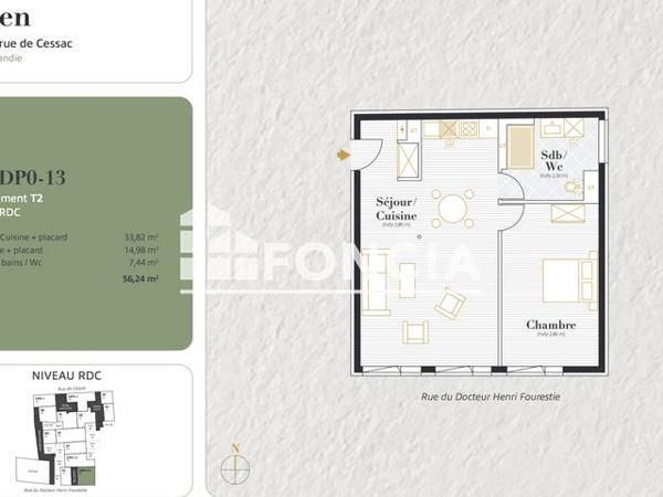 Location Appartement 2 pièces 56.24 m² - 6-8-10 RUE DE CESSAC Agen 47000