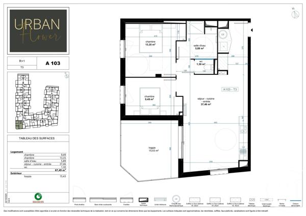 Appartement F3 à vendre  3 pièces - 67,49 m2 NARBONNE - 11