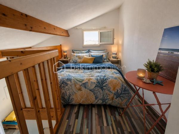 BRETIGNOLLES LA NORMANDELIERE dans une résidence sécurisée, venez découvrir cette charmante maisonnette lovée dans un écrin de verdure à deux pas des plages.
Sur la terrasse vous partagerez des repas entre amis ou avec votre famille à l'abri des regards et profiterez d'une exposition plein sud.
A votre disposition, une piscine et des terrains de tennis pour de joyeux moments de détente et de partage.
Un coin salon dans le jardin sera un endroit ressource idéal pour bouquiner où profiter des rayons de soleil.
A l'intérieur de la remise, une douche vous permettra de vous déssabler au retour de la plage.
Les baies vitrée s'ouvrent sur la pièce de vie lumineuse et astucieusement agencée. Depuis cet espace, vous accéderez à une chambre composée de deux lits superposés avec un coin penderie. 
A l'opposé, vous disposerez d'un wc indépendant et d'une salle d'eau refaite récemment.
La mezzanine offre une chambre intimiste très agréable et pourvue de rangements.
Vous aspirez au calme et à la détente, alors appelez moi pour découvrir cette pépite. Elle vous ravira et saura outre mesure constituer un investissement  très rentable si vous souhaitez ouvrir ce bien à la location.