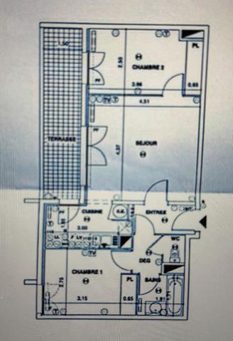 Coeur Longchamp- Résidence récente- T3 de 57 m2 avec terrasse de 10 m2, parking et cave