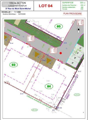 Terrain à Batir à vendre à Betton en Ille-et-Vilaine (35830), ref : 012-2595   
-10 km Nord de RENNES