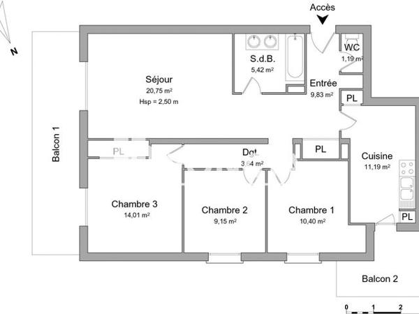 Location Appartement 4 pièces 85.58 m² - 91 ROUTE DE SAUVE Nimes 30900