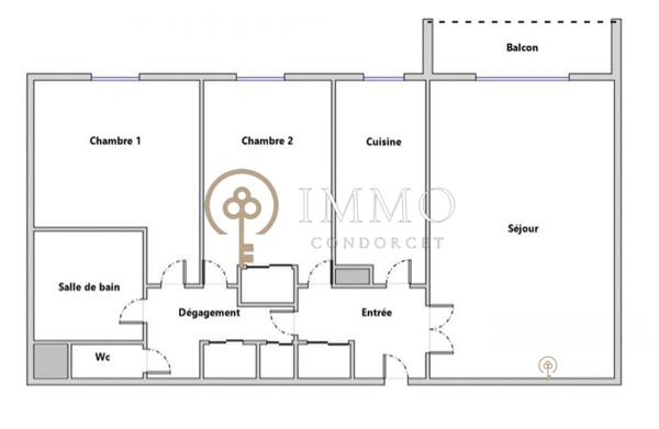 Appartement 3 pièces 68m² avec balcon