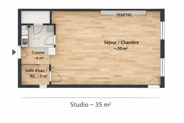 Studio 35 m² à Lunel – Fort potentiel à personnaliser
