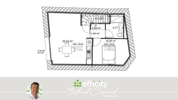 Appartement 2 pièces - 38 m² Exclusivité efficity
