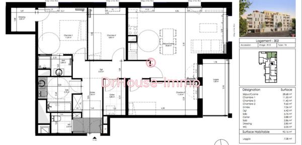 Appartement à vendre 4 pièces de 92 m²