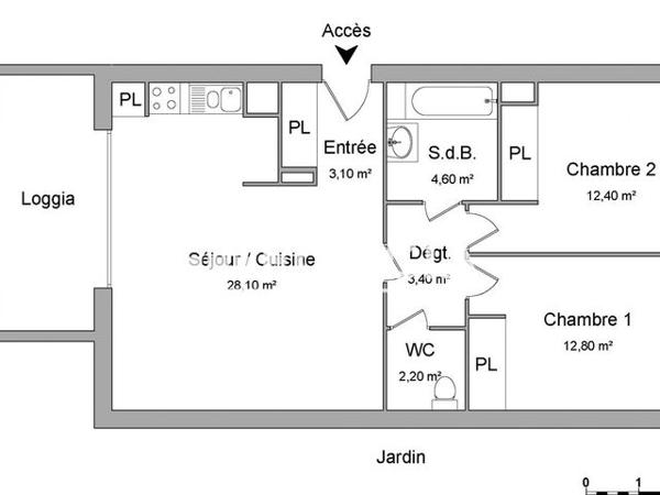 Location Appartement 3 pièces 66.6 m² - 10 AVENUE GEORGES SAND BAT GHI Aussonne 31840