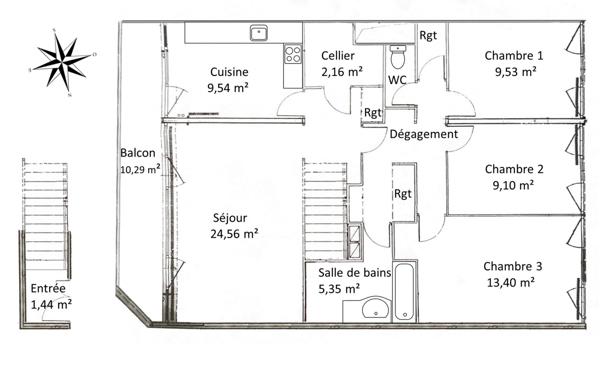 Nanterre (92000) Nanterre Préfecture La Défense Parc : appartement de 4 pièces + balcon + box fermé 430 500 €