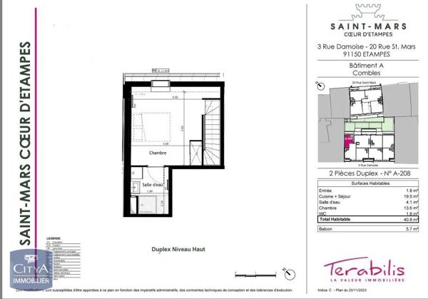 Appartement à louer 2 pièces 40.8m²