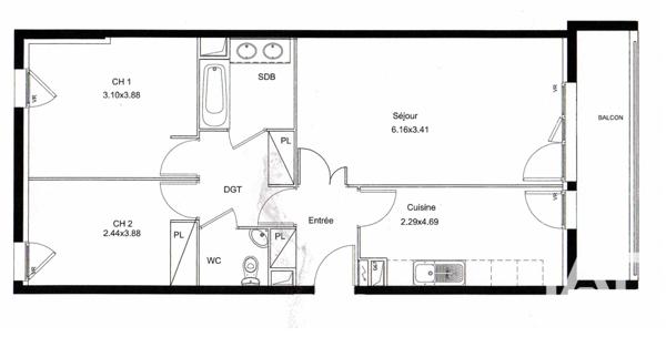Appartement à vendre 3 pièces 68,35 m² Cormeilles-en-Parisis