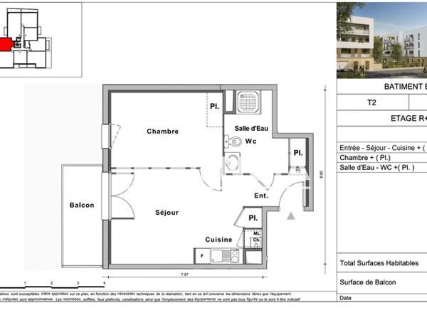 Location Appartement 2 pièces 40.59 m² - 11 RUE ALSACE LORRAINE Le Petit-quevilly 76140