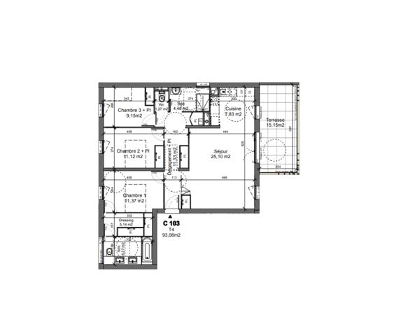 Appartement Villeneuve Les Avignon 4 pièces 93 m2