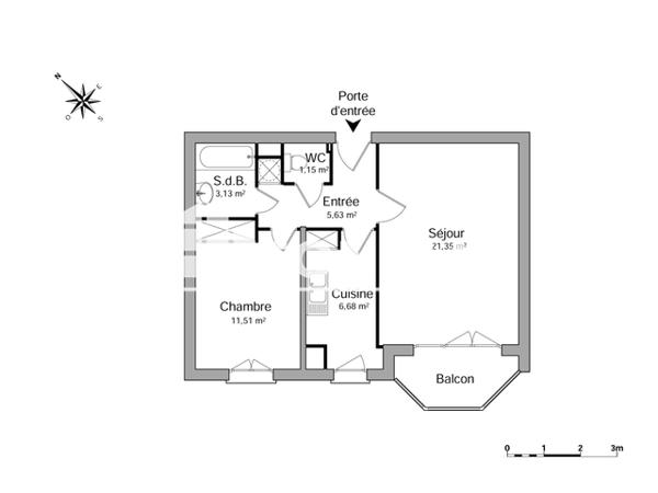 Location Appartement 2 pièces 49.45 m² - 48 RUE DU GUET Lille 59000