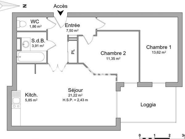 Location Appartement 3 pièces 65.47 m² - 7 AVENUE LUCIE DESNOS Gargenville 78440