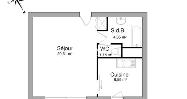 Location Studio 32.73 m² - Fontenay-aux-roses 92260