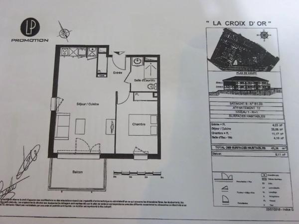 A LOUER - SAINT ORENS DE GAMEVILLE - Appartement  T2 d'une surface de 45.38 m² avec balcon et places de parkings -  217-FG