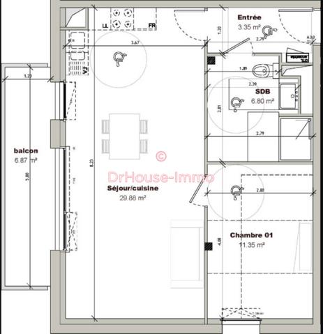 Appartement à vendre 2 pièces de 51 m²