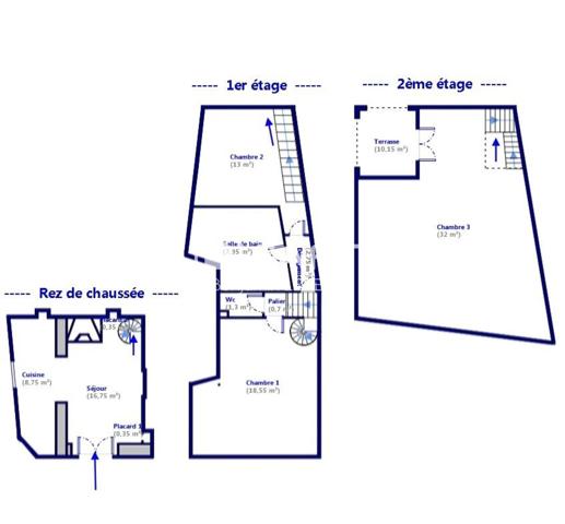 Maison / Appartement en triplex avec terrasse tropézienne