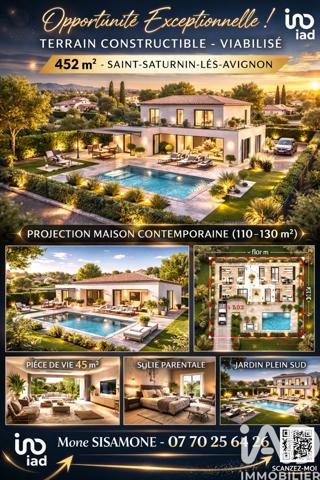 Terrain à vendre 500 m² Saint-Saturnin-lès-Avignon