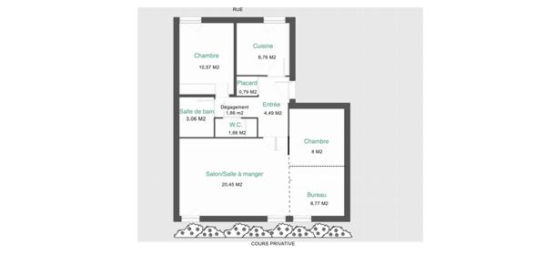 Appartement 3 pièces - 65 m² Exclusivité efficity