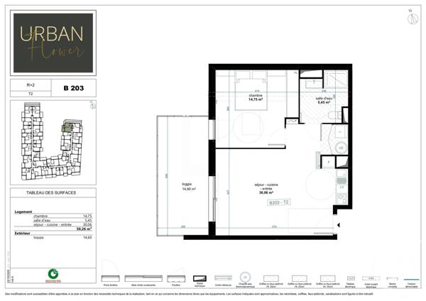 Appartement T2 à vendre  2 pièces - 50,26 m2 NARBONNE - 11