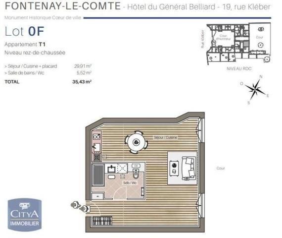 Appartement à louer 1 pièce 34.2m²