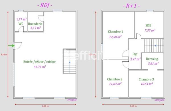 Maison 5 pièces - 105 m² Exclusivité efficity