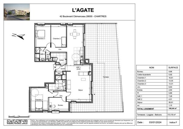 Appartement Chartres 4 pièces 140.44 m2