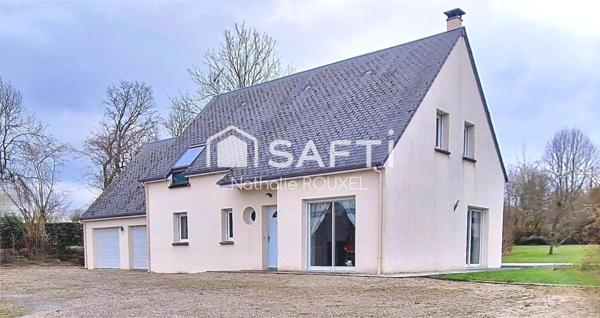 Maison 150 m2, 4 chambres, 1 bureau, double garage avec combles aménageables, terrain 2640m2