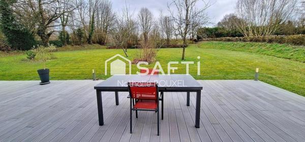 Maison 150 m2, 4 chambres, 1 bureau, double garage avec combles aménageables, terrain 2640m2