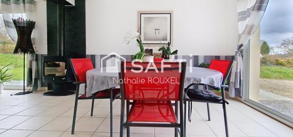 Maison 150 m2, 4 chambres, 1 bureau, double garage avec combles aménageables, terrain 2640m2