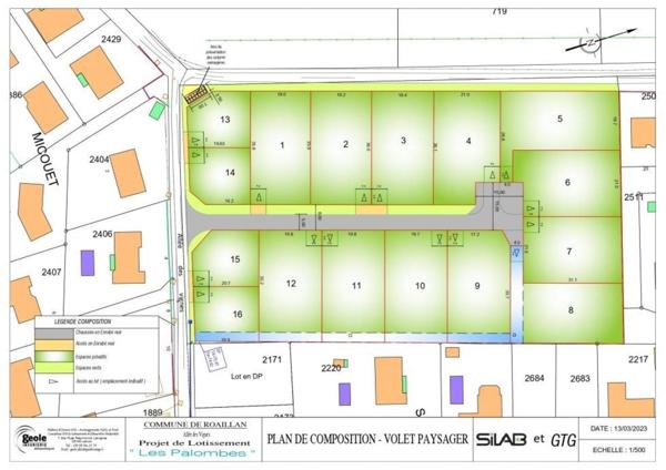 terrain viabilisé de 723m2 a Roaillan