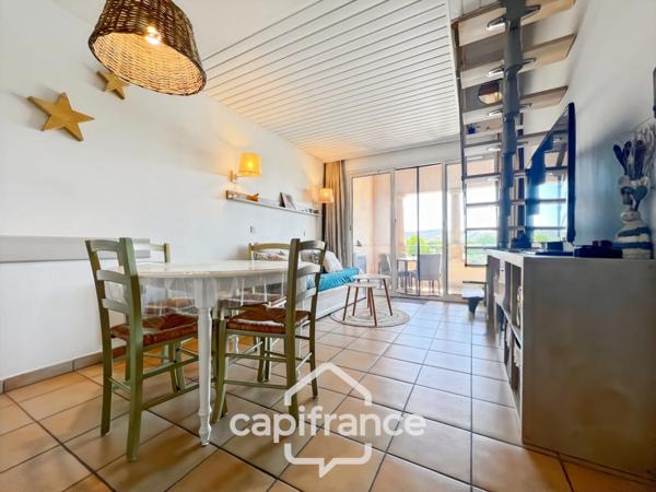 DERNIER ETAGE EN ANGLE CLIMATISE avec VUE PANORAMIQUE SUR LE LAC, BELLE EXPOSITION,appartement de 35 m2 , 2 chambres place de parking, cave et local vélos