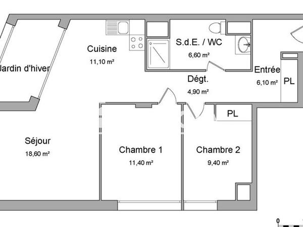 Location Appartement 3 pièces 68.1 m² - 2 SENTE MARCELLE LARIGAUDIERE Bordeaux 33100