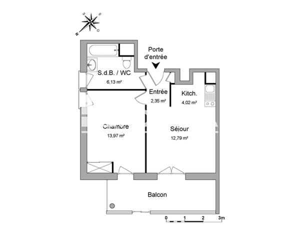 Location Appartement 2 pièces 39.26 m² - 9 RUE RENE VULLIEZ Grenoble 38000