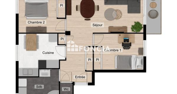 Location Appartement 3 pièces 56.55 m² - Le Pont-de-claix 38800