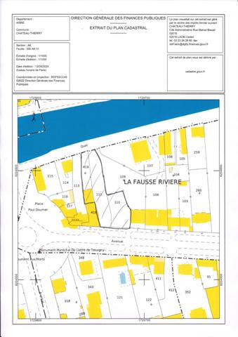 CHATEAU THIERRY (02) à vendre, hyper centre terrain de 1755 m2